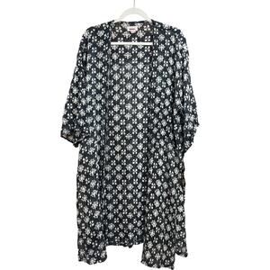 Bongo Semi Sheer Womens Open Front Duster Medium Geometric Print Kimono Cardigan